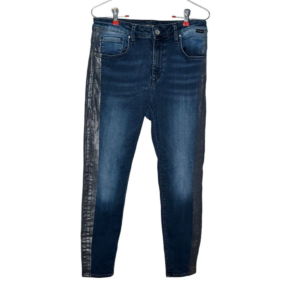 Mavi Gold Women's Jeans Side Piping Skinny Mid-Rise Denim Medium Wash Size 30